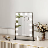 Miroir cosmétique Hollywood rectangulaire EMKE CM12 avec éclairage, 3 couleurs de lumière, luminosité réglable, avec grossissement 7x